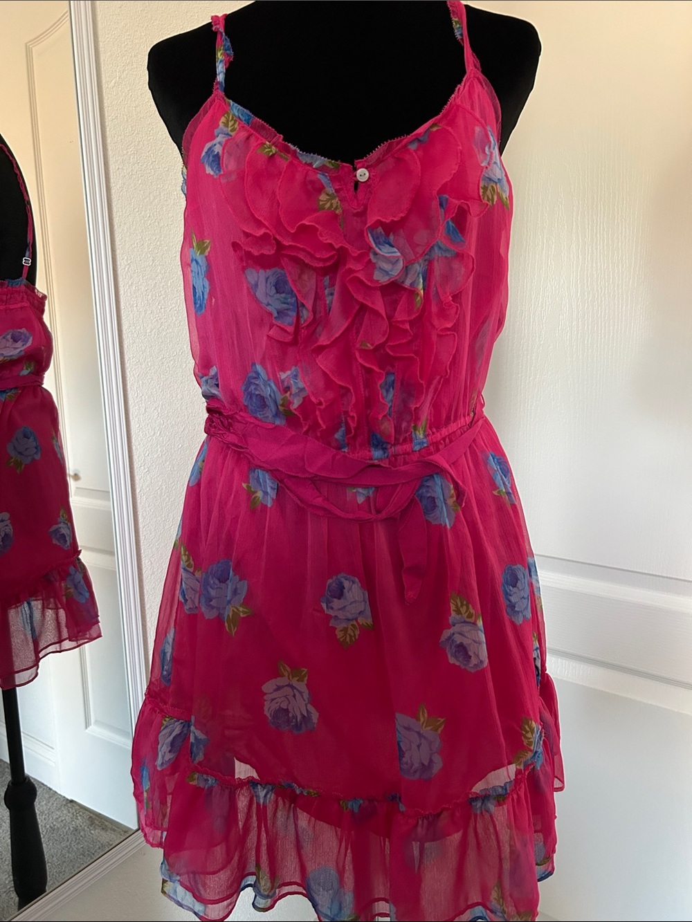 Abercrombie & Fitch Hot Pink Floral Ruffle Sundress